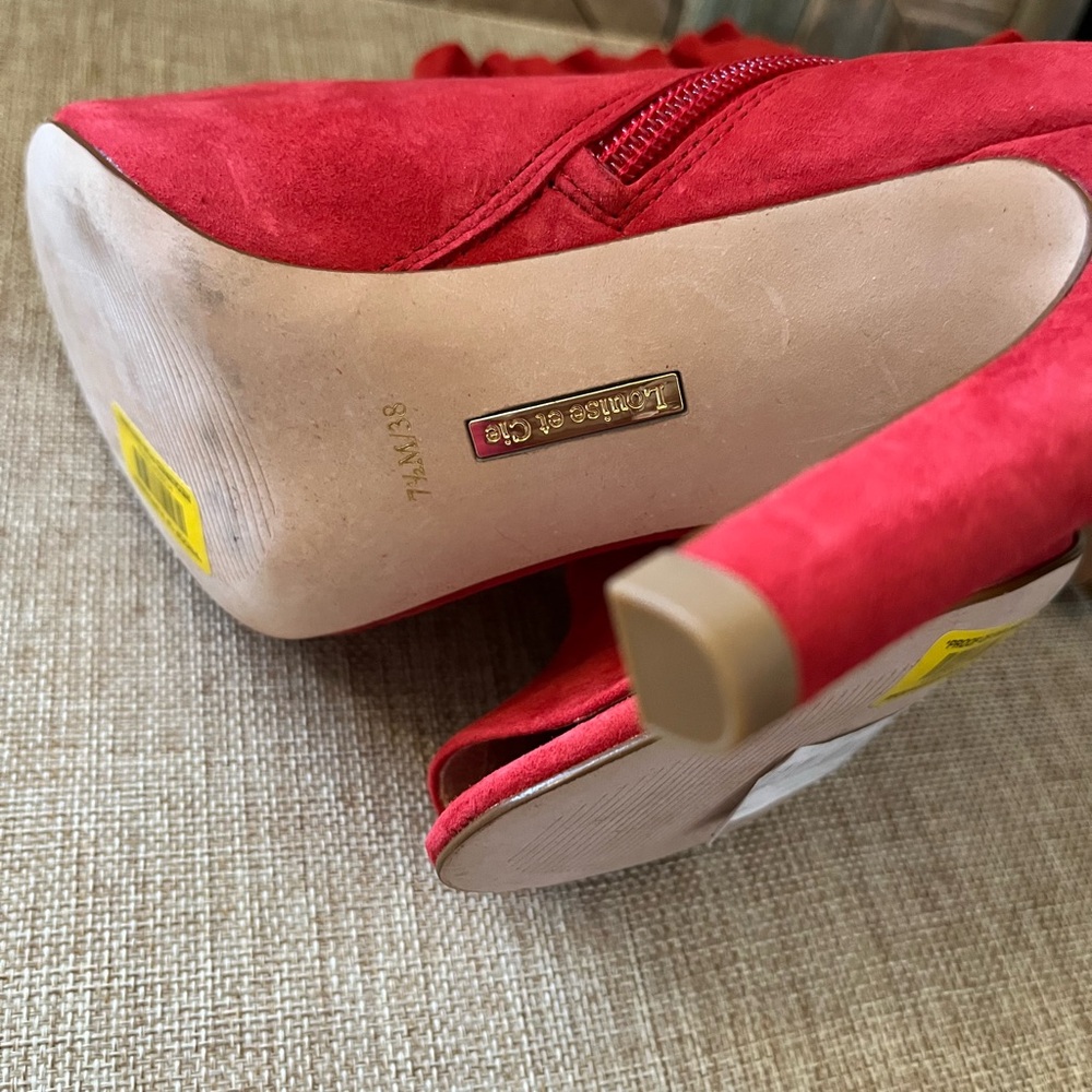 Elegant Red Peep-Toe Ankle Boots - Picture 4 of 7